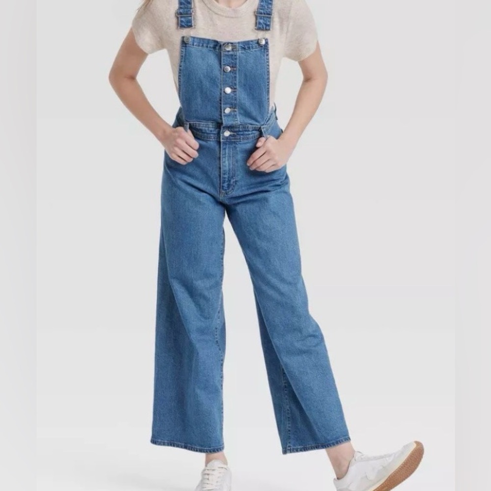 Universal Thread Classic Blue Denim Wide-Leg Overalls Size 4